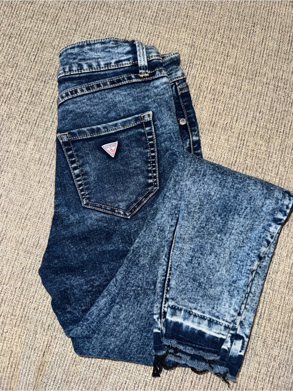GUESS Women's Acid Wash Dark Blue Skinny Jeans